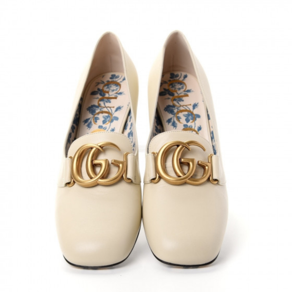 GUCCIMalaga Kid GG Victoire 55mm Loafer Pumps Vintage White size 37 - Picture 2 of 8